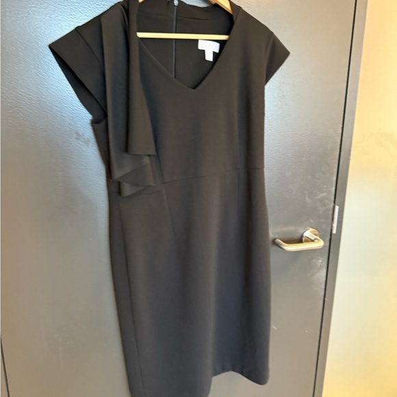 Scapa Lauren Perre M  Asymmetrical shoulder Black Dress EUC vintage - Picture 2 of 14